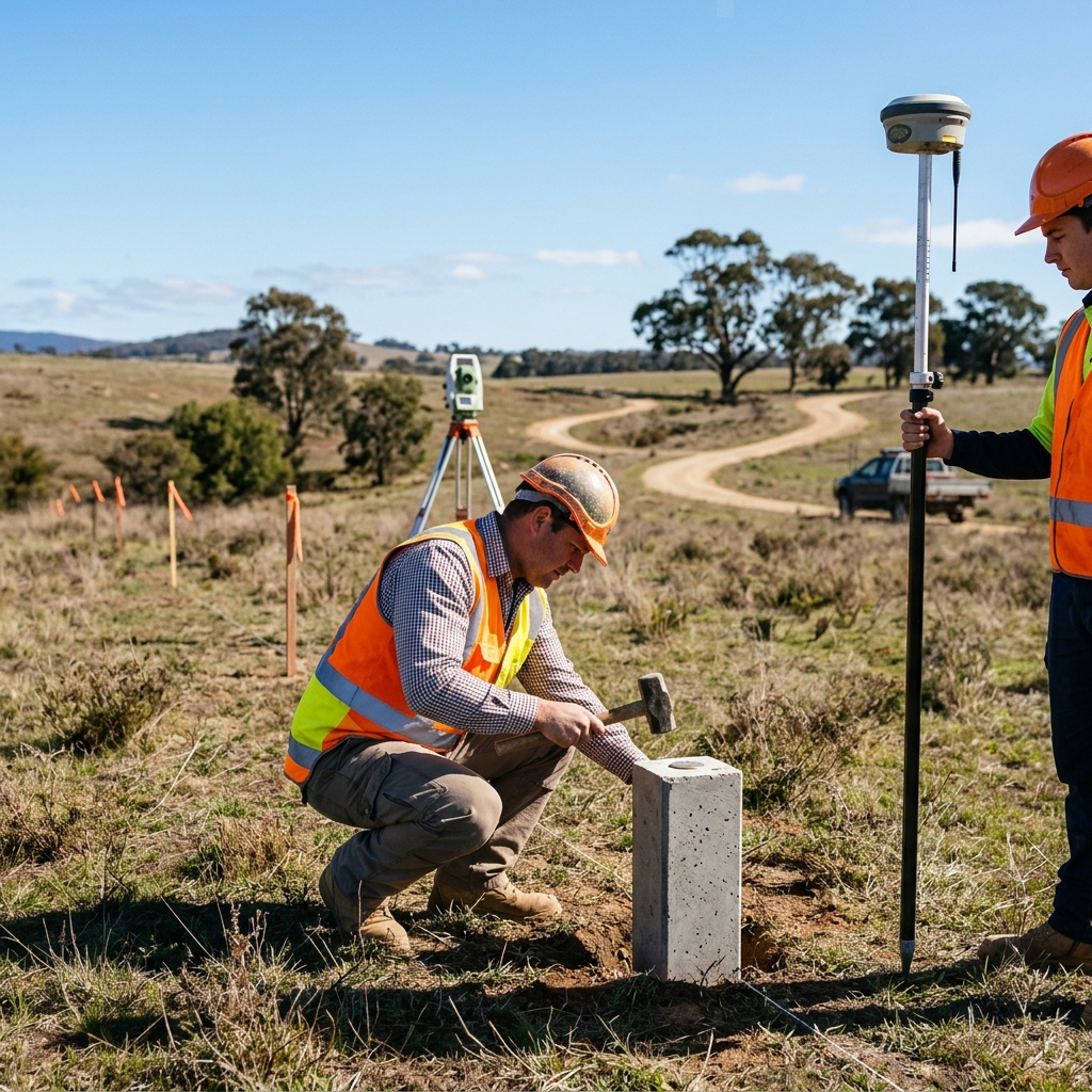 Cadastral Property Boundary Land Survey and Legal Demarcation Stone Fixing