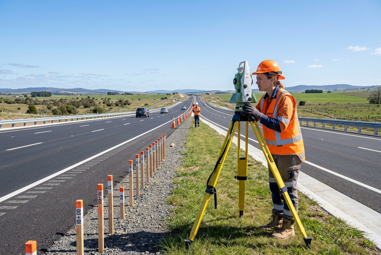 Highway and Road Route Alignment Cross-Section Profiling Survey